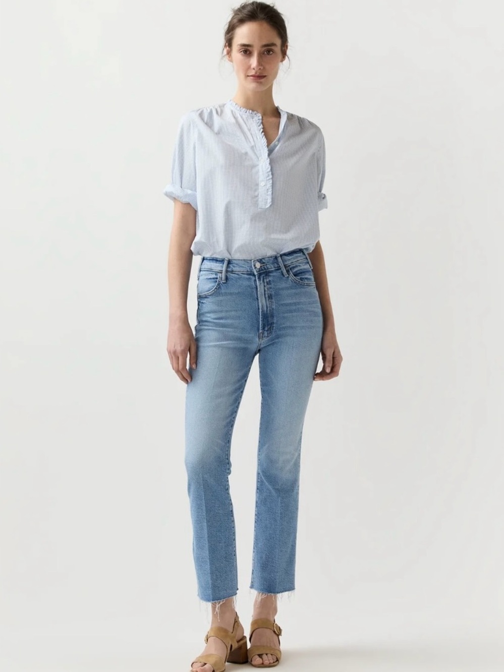 MOTHER denim The Hustler Ankle Fray Jean